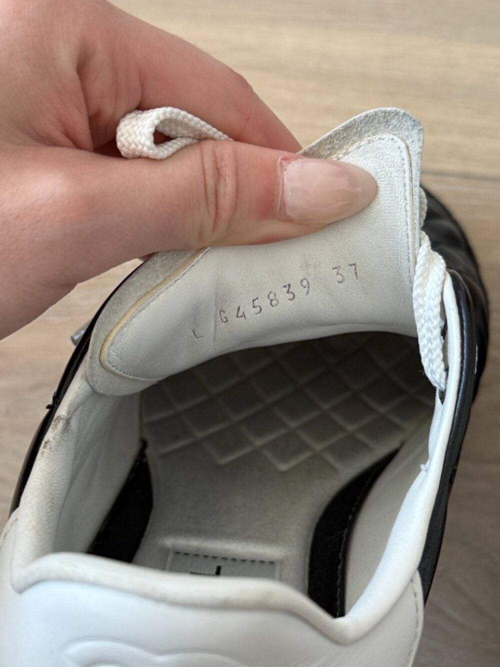 CHANEL Calfskin Suede Quilted Logo Sneakers – Size 37 - Picture 5 of 6